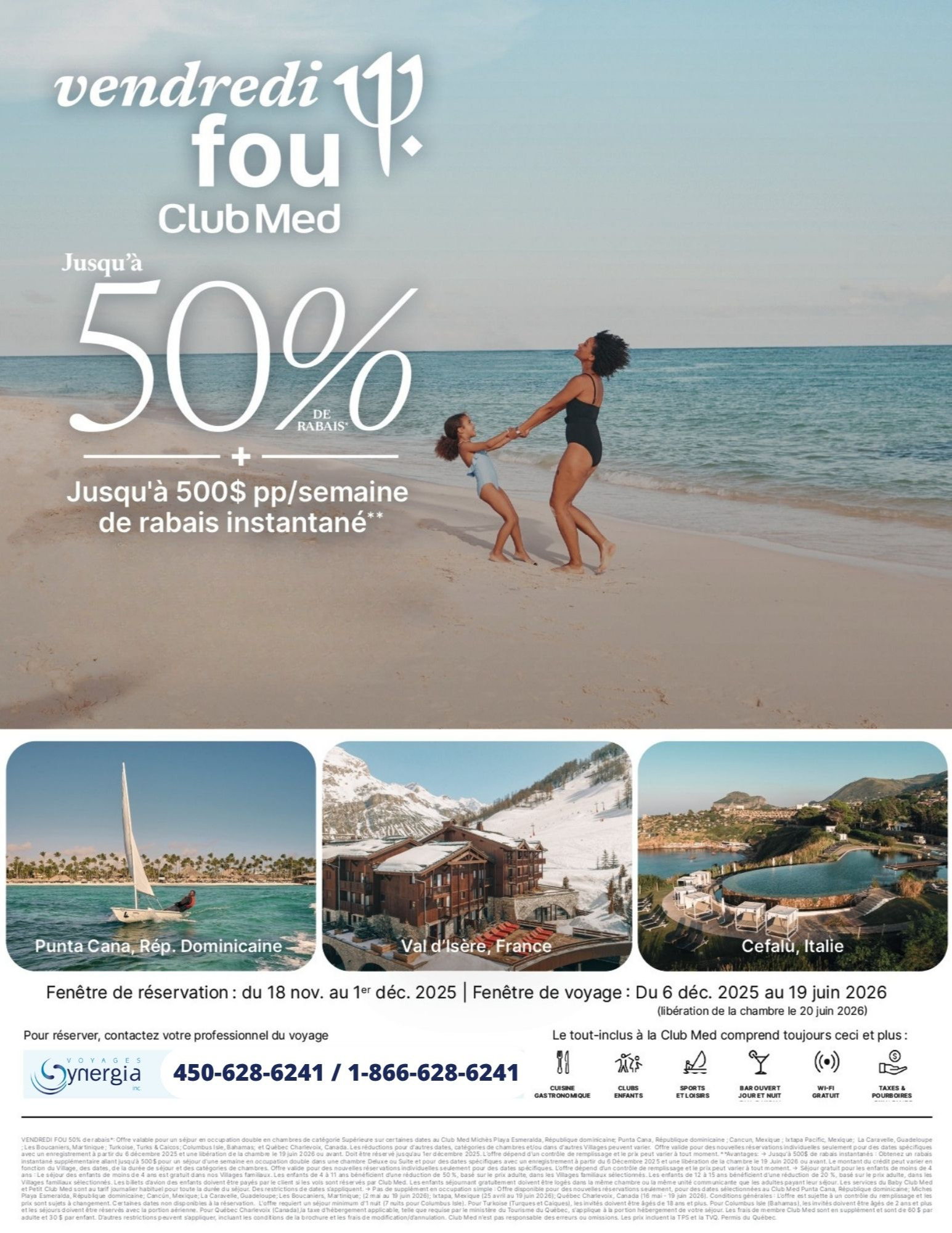 Promotions Club Med Pré-Vente Vendredi Fou 50% de rabais avec Voyages Aqua Terra Mascouche CLUB MED PROMOTION Flyer SECTION-0 FR