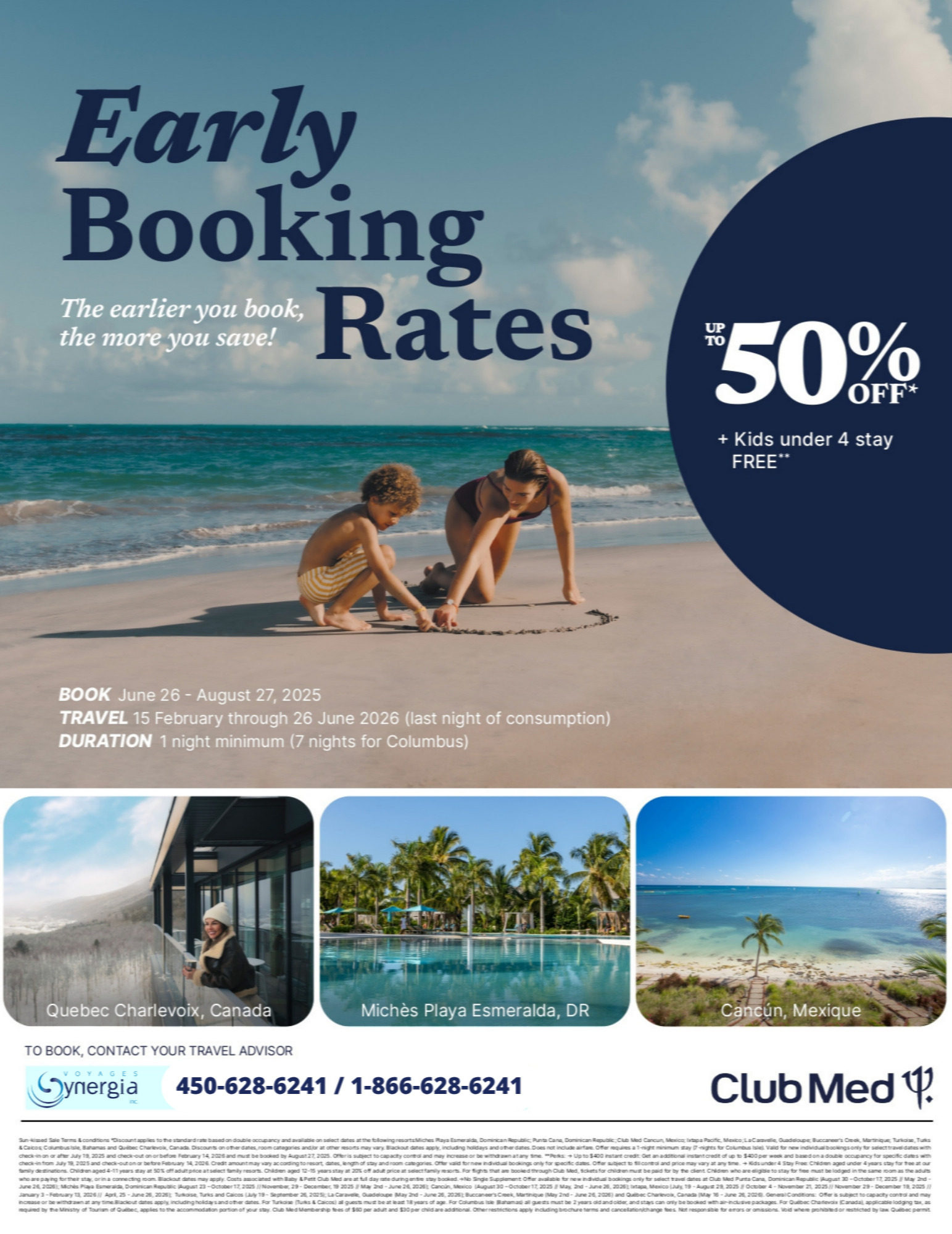 Club Med Promotions Early Booking Rates Up to 50% off with Voyages Aqua Terra Mascouche