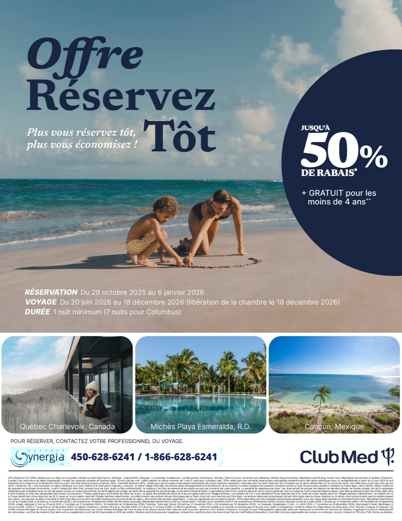 Promotions Club Med Offre Réservez Tôt Jusqu'à 50% de rabais avec Voyages Aqua Terra CLUB MED PROMOTION Flyer SECTION-2 FR