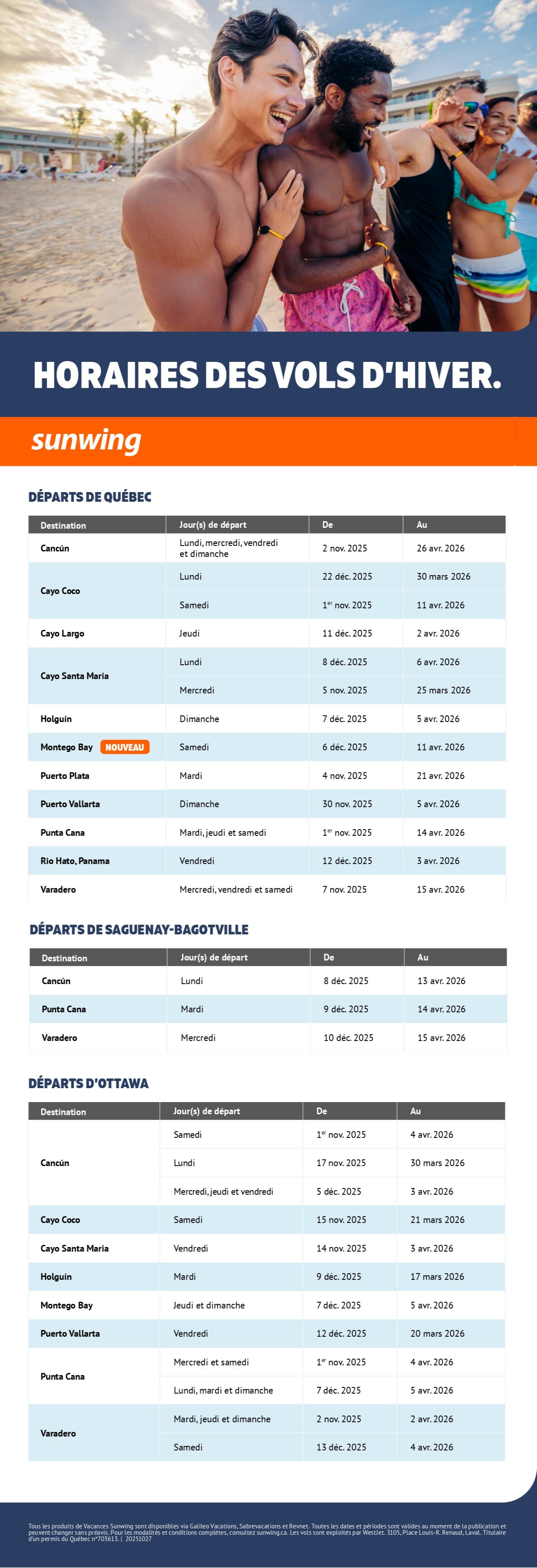 Description EN : Sunwing Vacations winter flight schedule with Voyages Aqua Terra Mascouche Description EN : Sunwing Vacations winter flight schedule with Voyages Aqua Terra Mascouche
