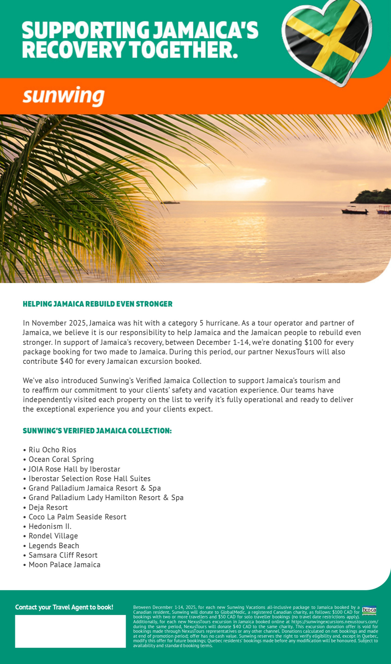 Sunwing Vacations Promotion Jamaica Melissa Hurricane with Voyages Aqua Terra Mascouche Sunwing Vacations Promotion Jamaica Melissa Hurricane with Voyages Aqua Terra Mascouche