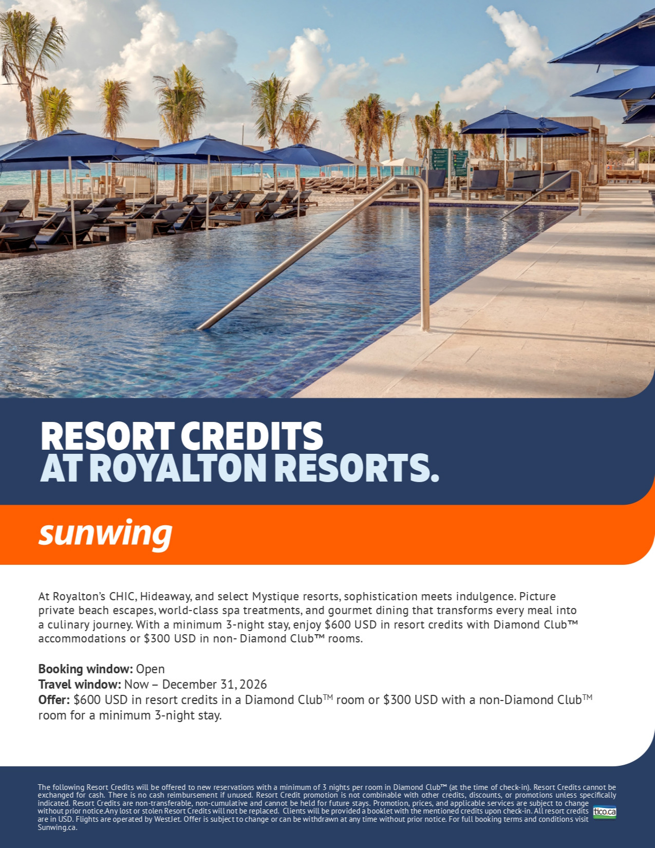 Sunwing Vacations Promotion Resort Credits at Royalton Resorts with Voyages Aqua Terra Mascouche